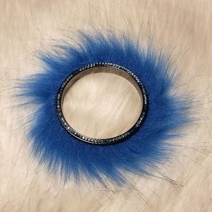 Betsy Johnson Trolls Fuzzy Blue Rhinestone Bangle